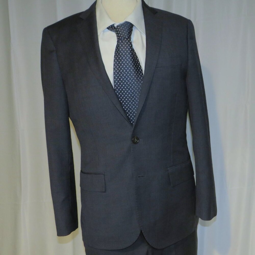 J. Crew Ludlow Tollegno Slate Blue Solid Knit Two Button Suit 36S - Picture 8 of 16